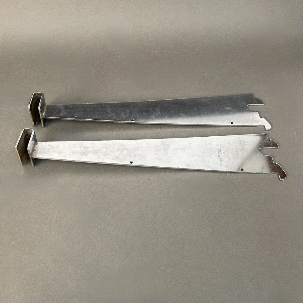 Garcy Chrome Metal Shelf Parts Holders Commercial for Slotted Standard Lot of 2